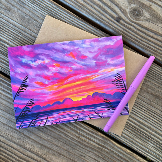 greeting card - sea oats at sundown