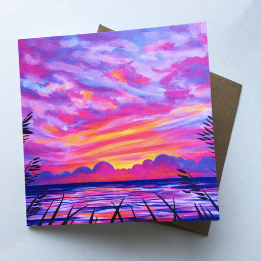 greeting card - sea oats at sundown