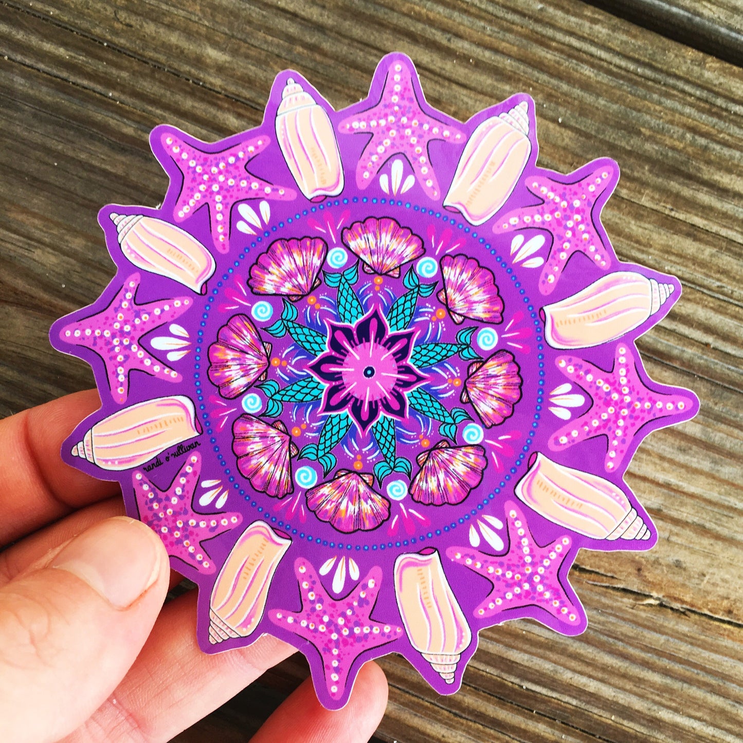 vinyl sticker - "a mermaid's mandala" - vinyl art sticker - mandala sticker - beachy sticker - mermaid art - beachy art - surf art - sticker