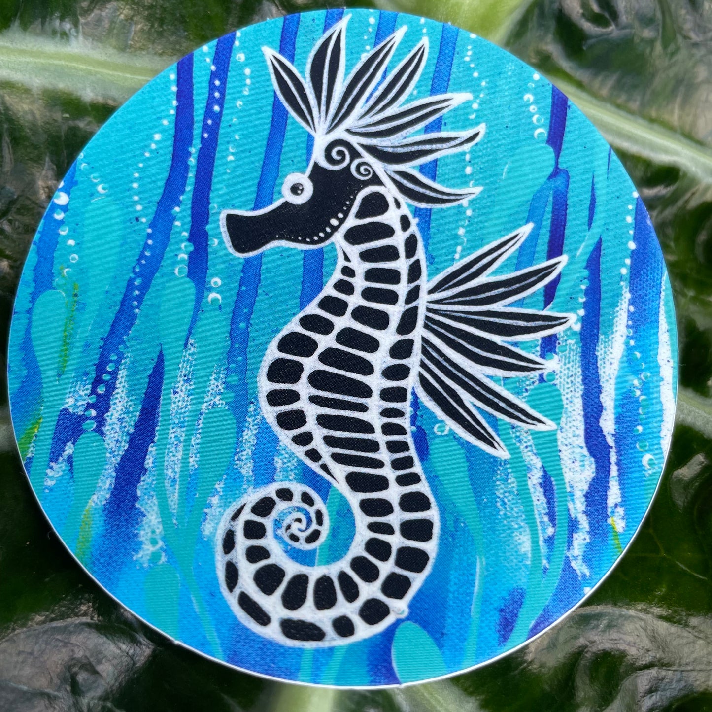 vinyl seahorse sticker - "deep blue seahorse” sticker - vinyl beach art sticker - gift under 5 - beachy gift - gift for surfer - outer banks obx art