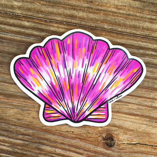vinyl sticker - "scallop shell" sticker - vinyl art sticker - scallop shell - seashell - sea shell - beachy sticker - obx sticker