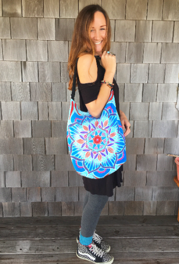 smile meditation tote bag - mandala bag