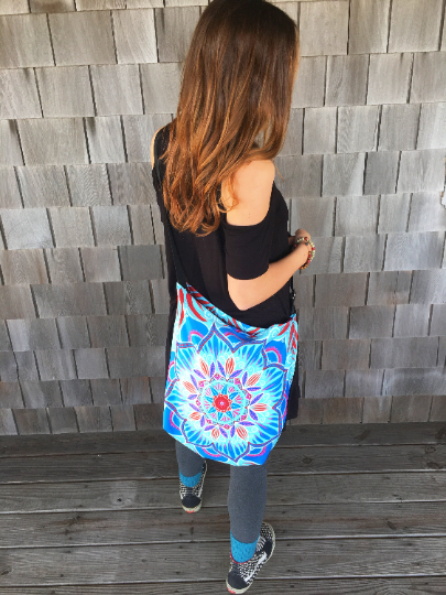 smile meditation tote bag - mandala bag