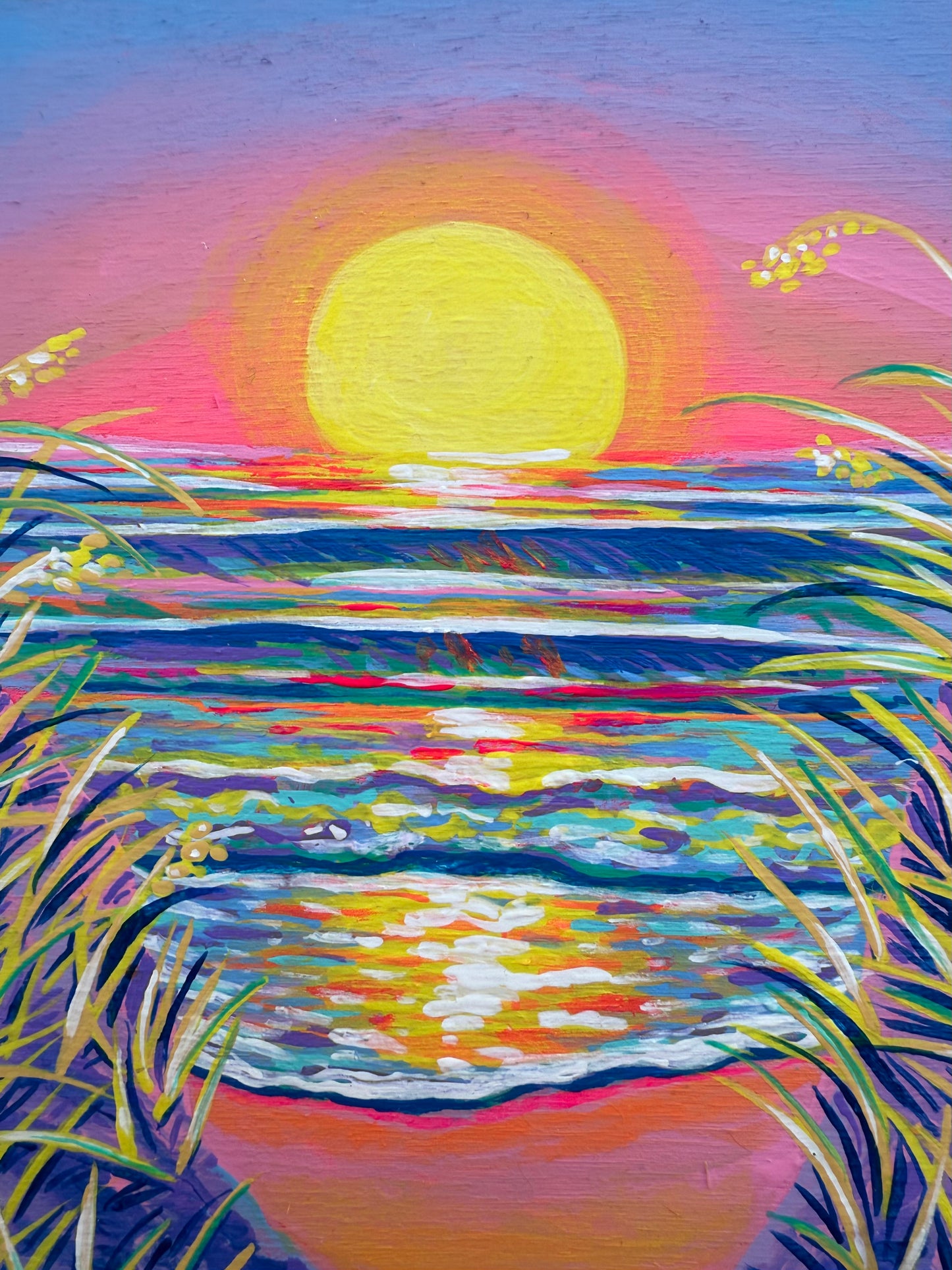 greetings from pea island - original stamp panel painting