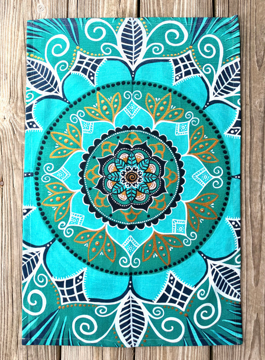 tea towel - oceanic opulence - organic cotton linen hemp