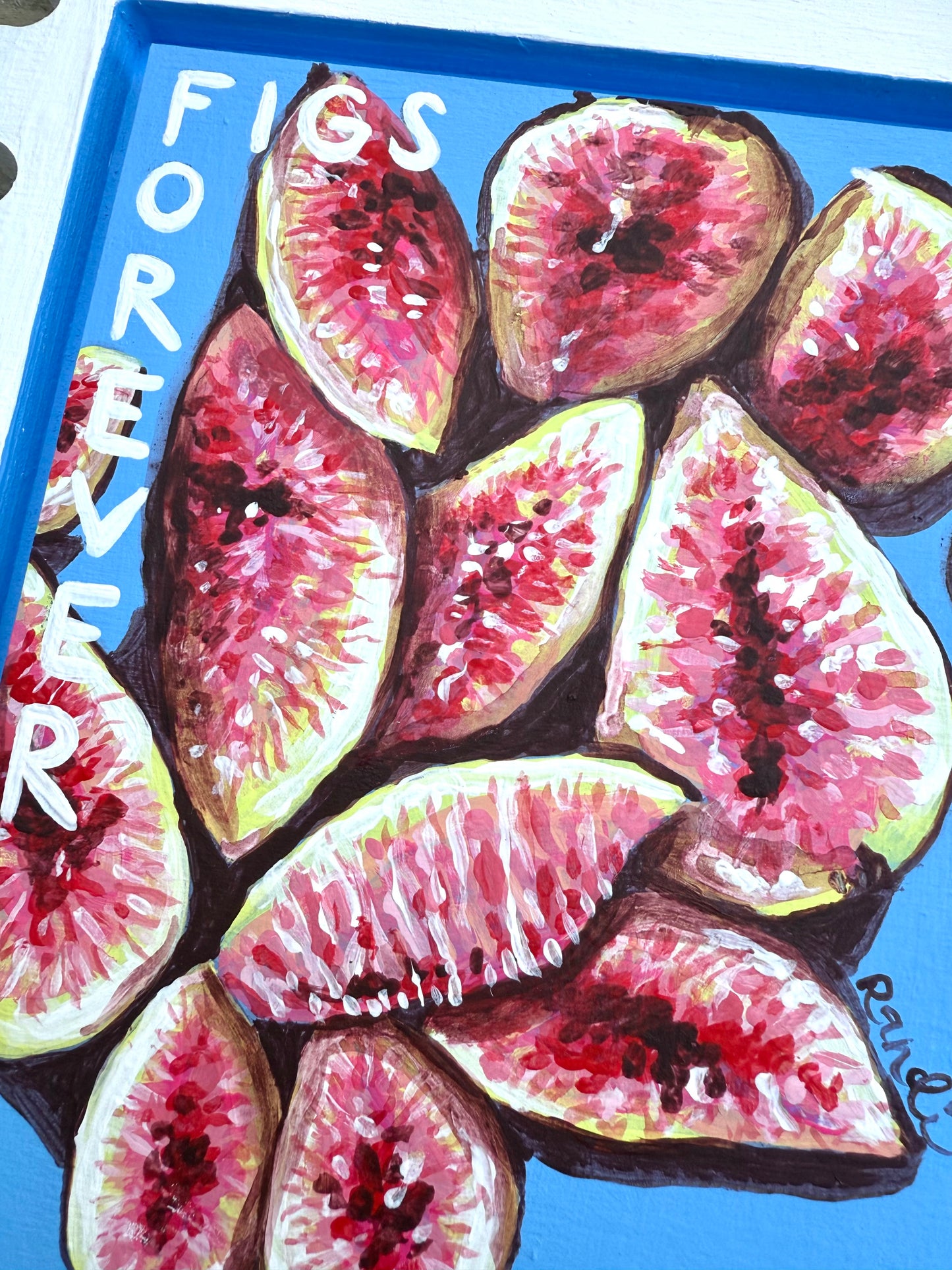 figs forever - original painting on postage stamp panel