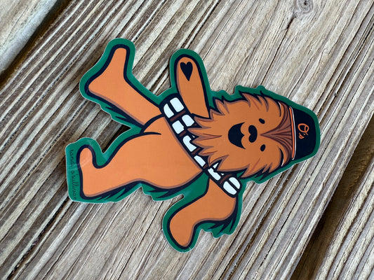 vinyl sticker - wookiee of the year - chewbacca dancing bear orioles fan sticker