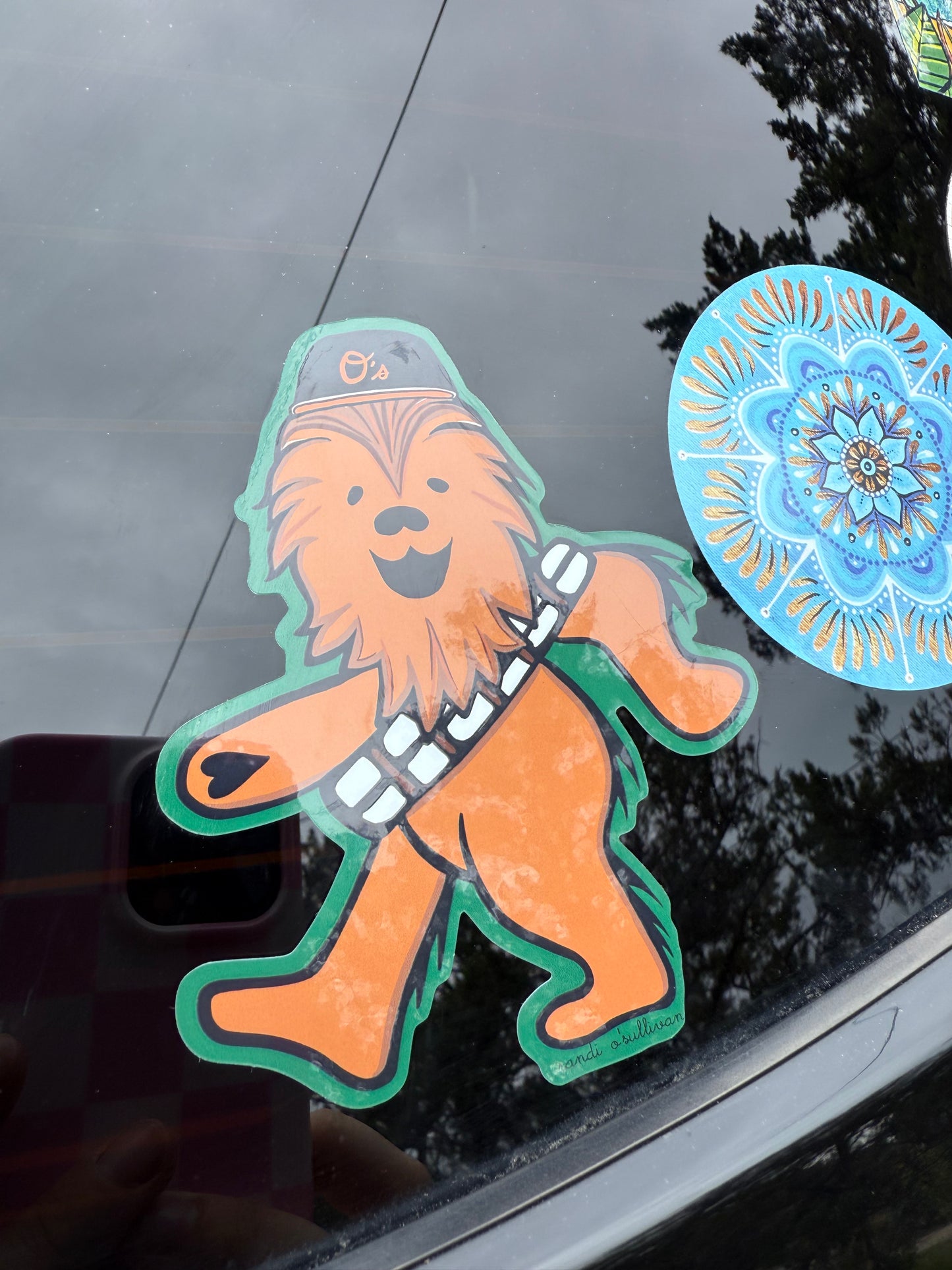 vinyl sticker - wookiee of the year - chewbacca dancing bear orioles fan sticker