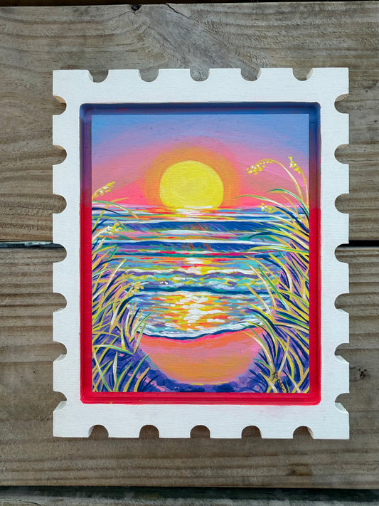greetings from pea island - original stamp panel painting