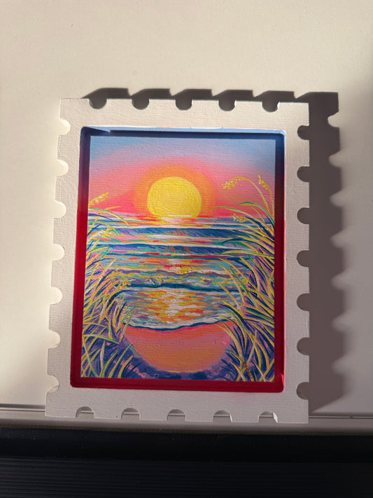 greetings from pea island - original stamp panel painting
