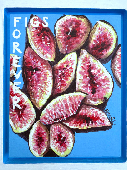 figs forever - original painting on postage stamp panel