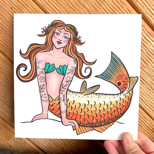 “hattie” - archival red drum mermaid print