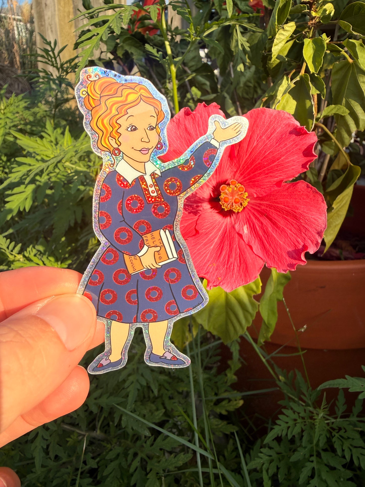 vinyl sticker - miss frizzle / phish - magic school bus + the helping friendly book