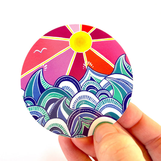 vinyl surf art sticker - "choppy” sticker - vinyl beach art sticker - gift under 5 - beachy gift - gift for surfer - outer banks obx art