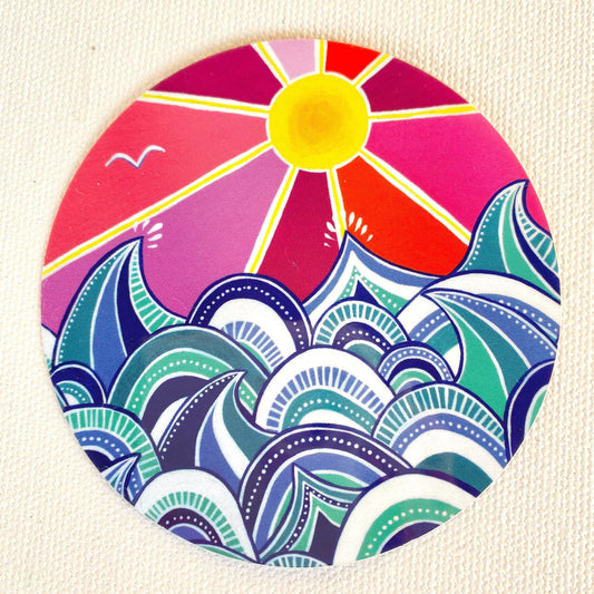 vinyl surf art sticker - "choppy” sticker - vinyl beach art sticker - gift under 5 - beachy gift - gift for surfer - outer banks obx art